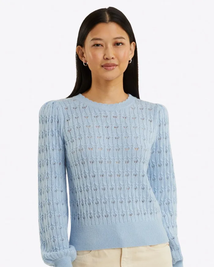 Draper James Puff Sleeve Sweater In Pointelle Women Sweaters