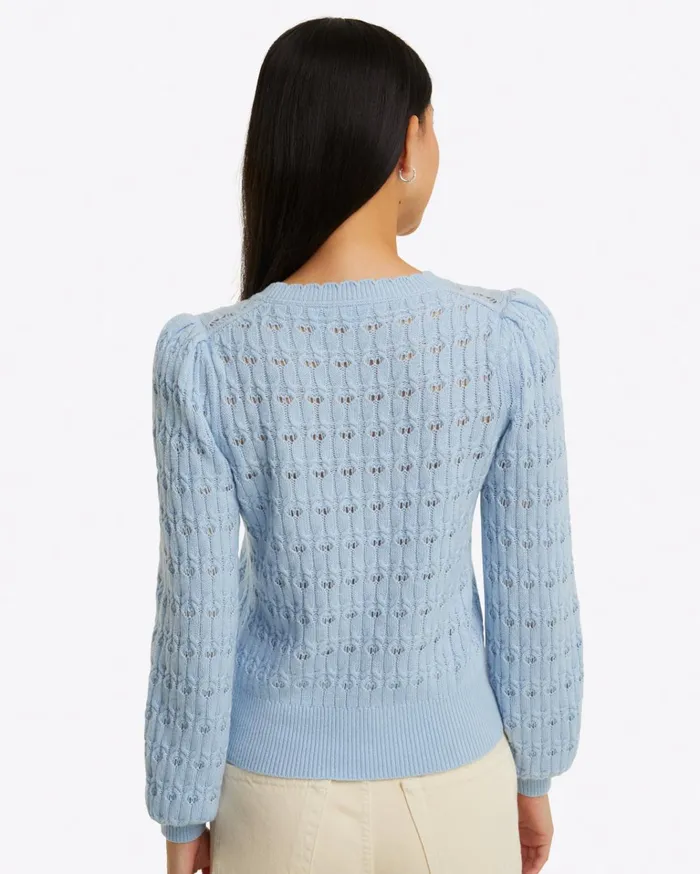 Draper James Puff Sleeve Sweater In Pointelle Women Sweaters