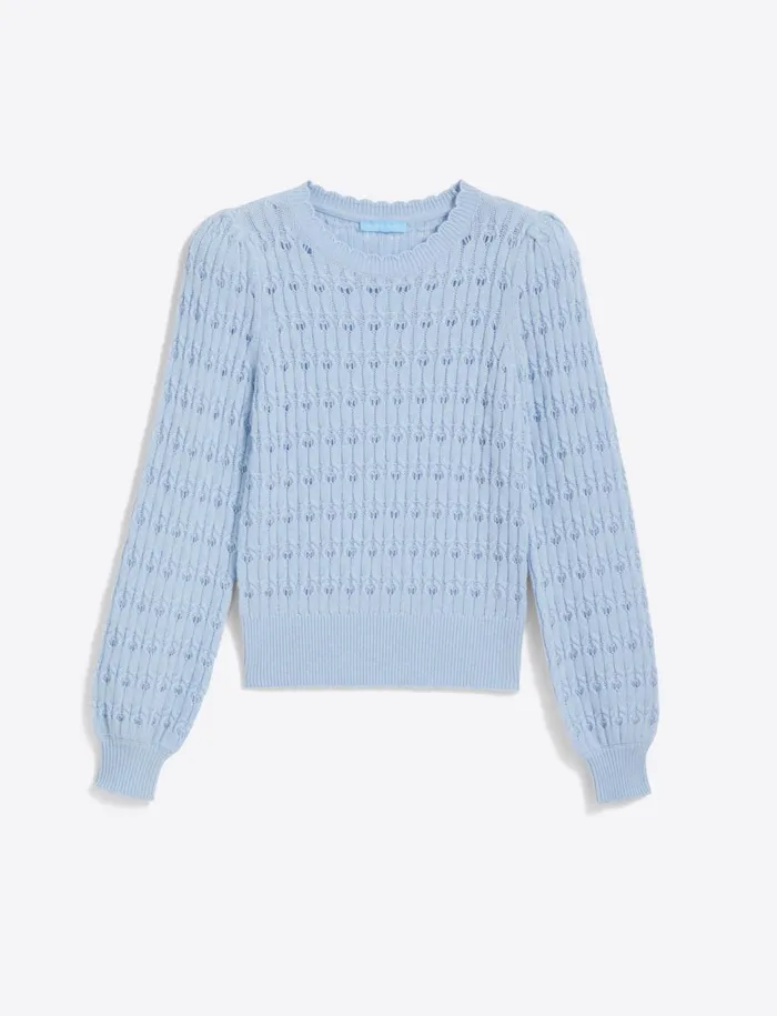 Draper James Puff Sleeve Sweater In Pointelle Women Sweaters