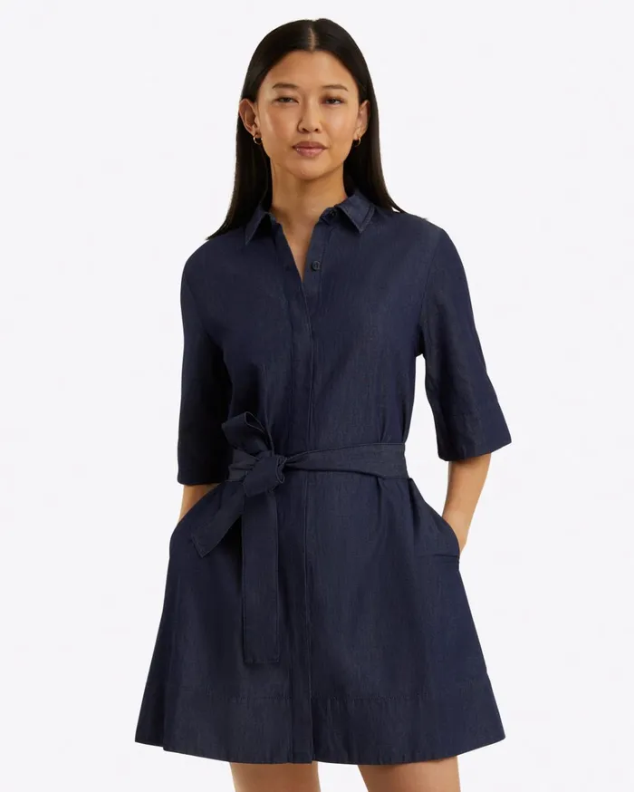 Draper James Riley Mini Shirtdress In Chambray Women Dresses