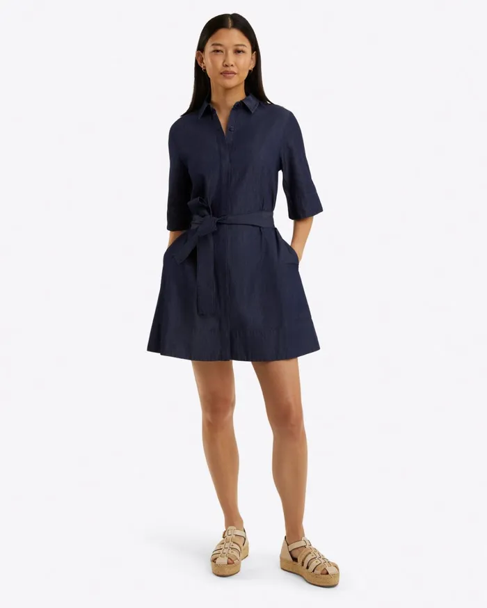 Draper James Riley Mini Shirtdress In Chambray Women Dresses