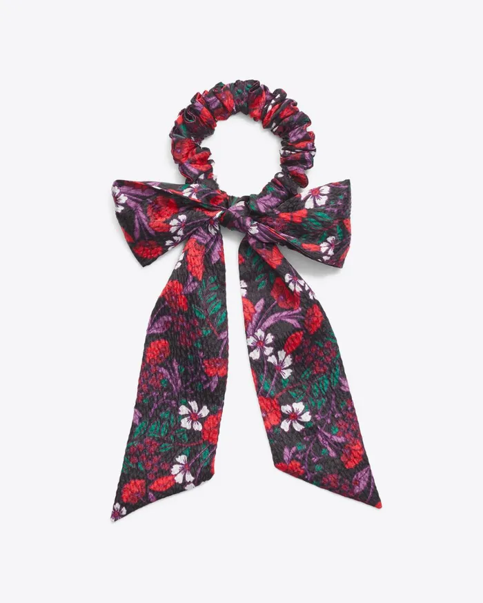 Draper James Scarlet Floral Bow Scrunchie Women Hats and Hair