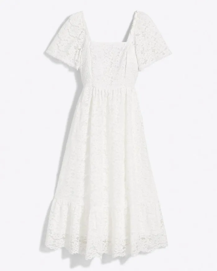 Draper James Short Sleeve Carrie Midi Dress In Lace Women Dresses