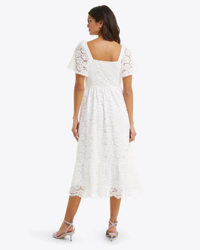 Draper James Short Sleeve Carrie Midi Dress In Lace Women Dresses