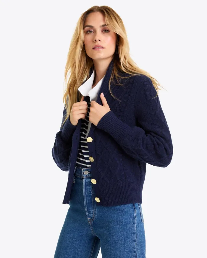 Draper James Tuxedo Cardigan Sweater Women Tops