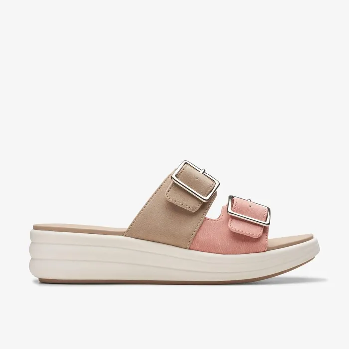 Drift Buckle Peach Combination Women Clarks Wedges
