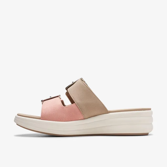 Drift Buckle Peach Combination Women Clarks Wedges