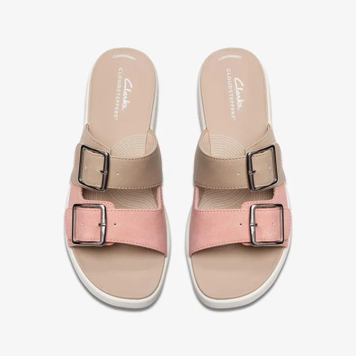 Drift Buckle Peach Combination Women Clarks Wedges