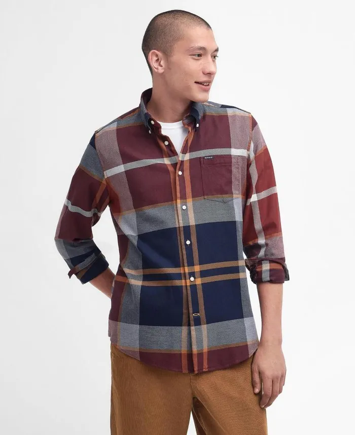 Dunoon Tailored Shirt Red Men Barbour Shirts
