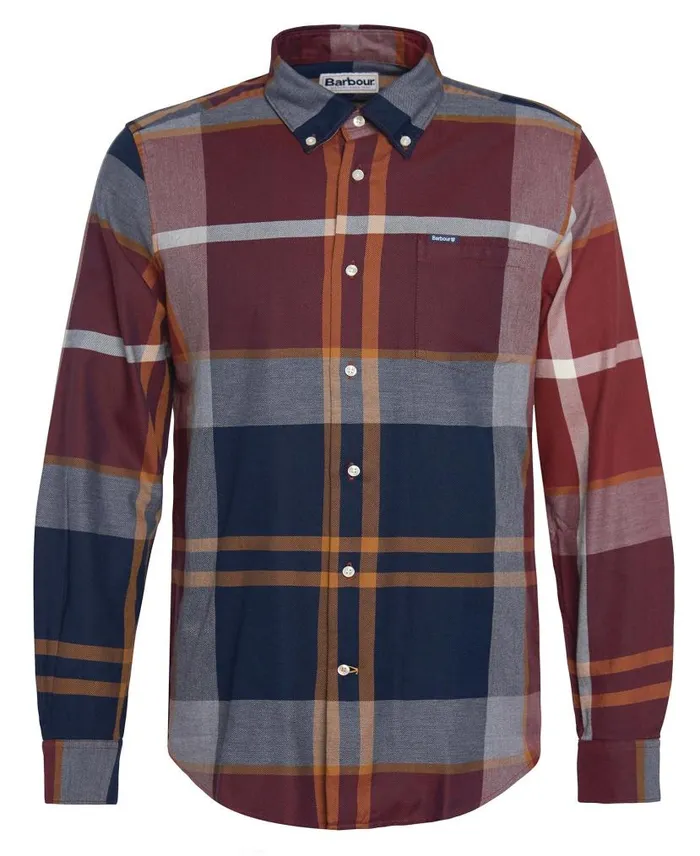 Dunoon Tailored Shirt Red Men Barbour Shirts