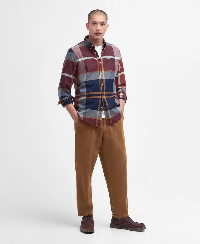 Dunoon Tailored Shirt Red Men Barbour Shirts
