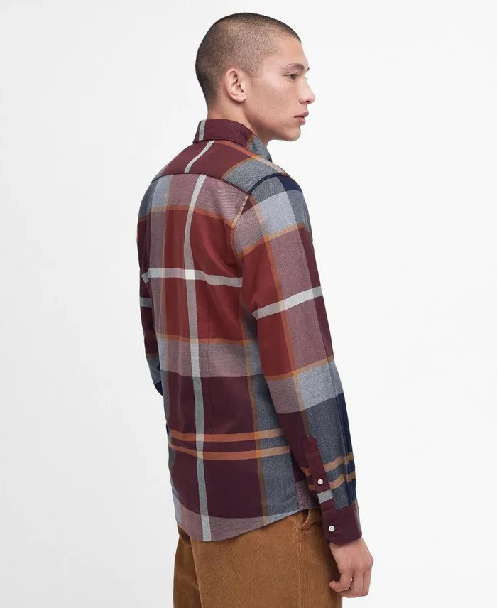 Dunoon Tailored Shirt Red Men Barbour Shirts