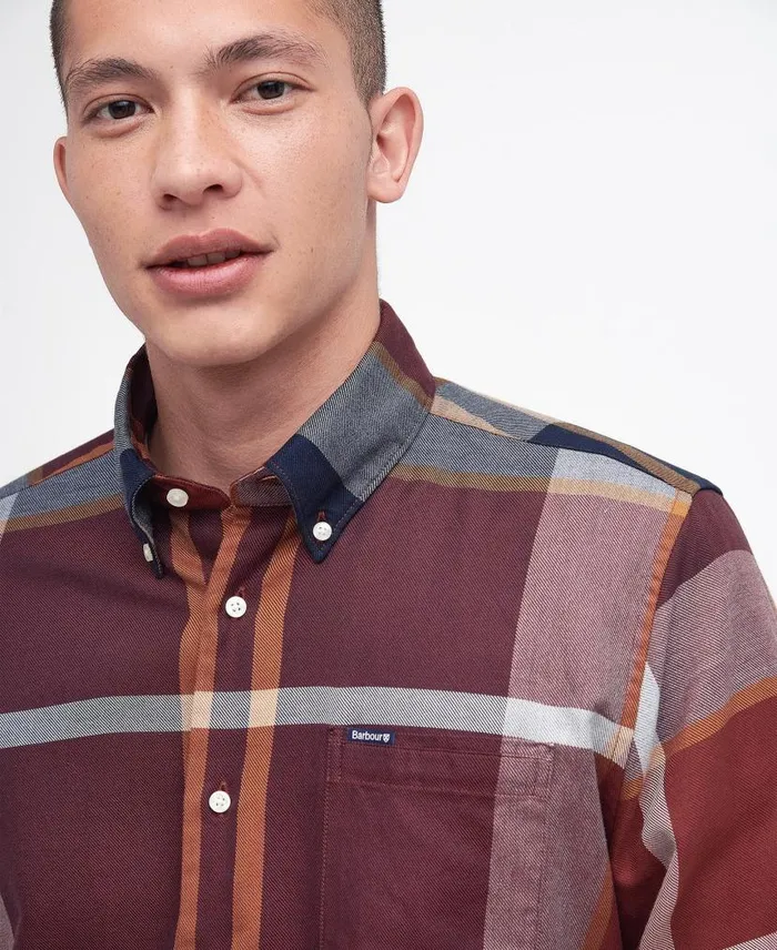 Dunoon Tailored Shirt Red Men Barbour Shirts