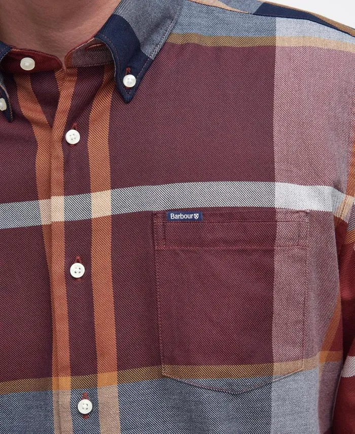 Dunoon Tailored Shirt Red Men Barbour Shirts