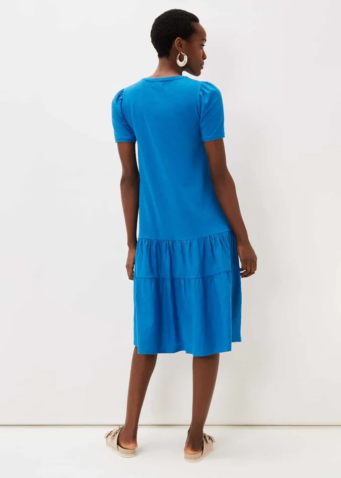 Elizabeth Tiered Round Neck Midi Dress Ocean Women Phase Eight Dresses