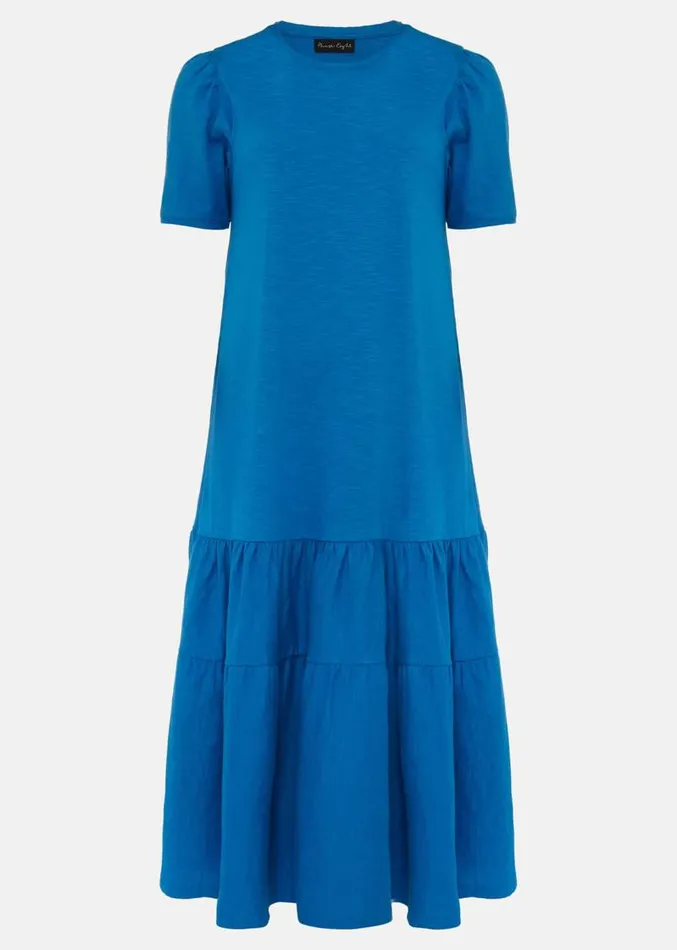 Elizabeth Tiered Round Neck Midi Dress Ocean Women Phase Eight Dresses