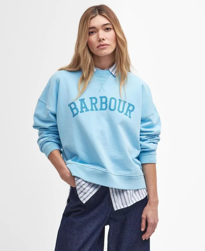 Ella Logo Sweatshirt Blue Haze Women Barbour Hoodies and Sweatshirts