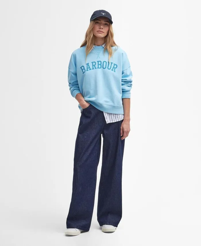 Ella Logo Sweatshirt Blue Haze Women Barbour Hoodies and Sweatshirts