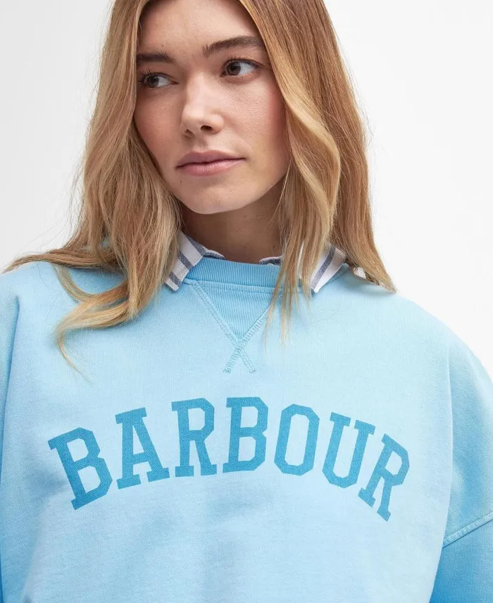 Ella Logo Sweatshirt Blue Haze Women Barbour Hoodies and Sweatshirts