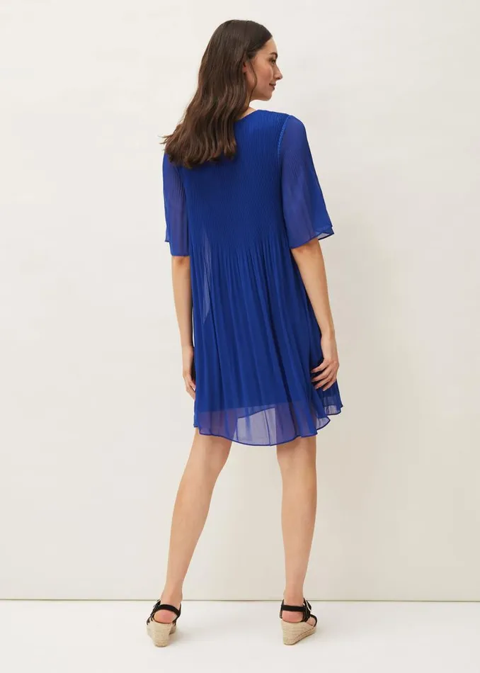 Ella Pleat Dress Cobalt Women Phase Eight Dresses