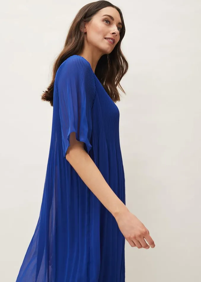 Ella Pleat Dress Cobalt Women Phase Eight Dresses