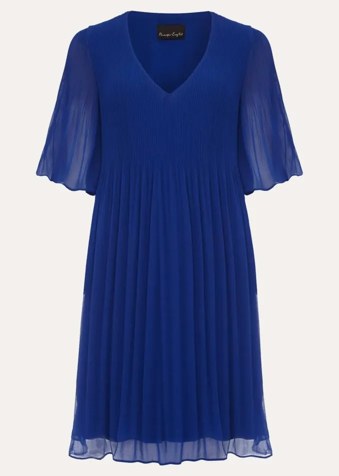 Ella Pleat Dress Cobalt Women Phase Eight Dresses
