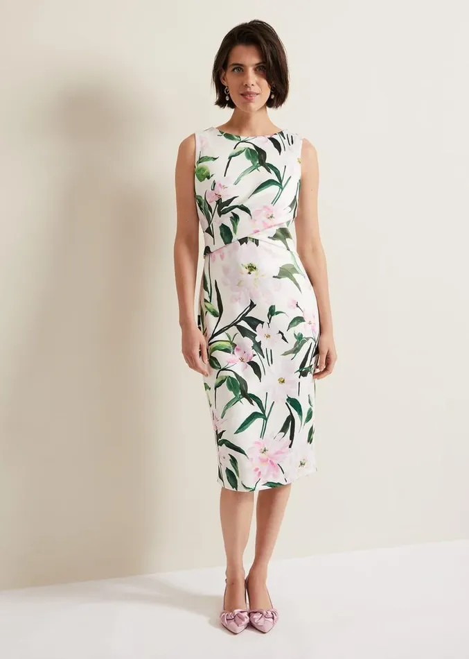 Elsa Floral Scuba Midi Dress Multicoloured Women Phase Eight Dresses