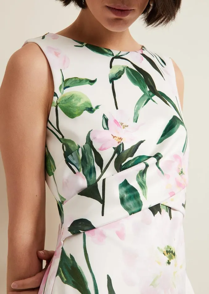 Elsa Floral Scuba Midi Dress Multicoloured Women Phase Eight Dresses