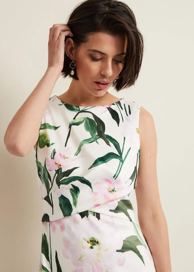 Elsa Floral Scuba Midi Dress Multicoloured Women Phase Eight Dresses