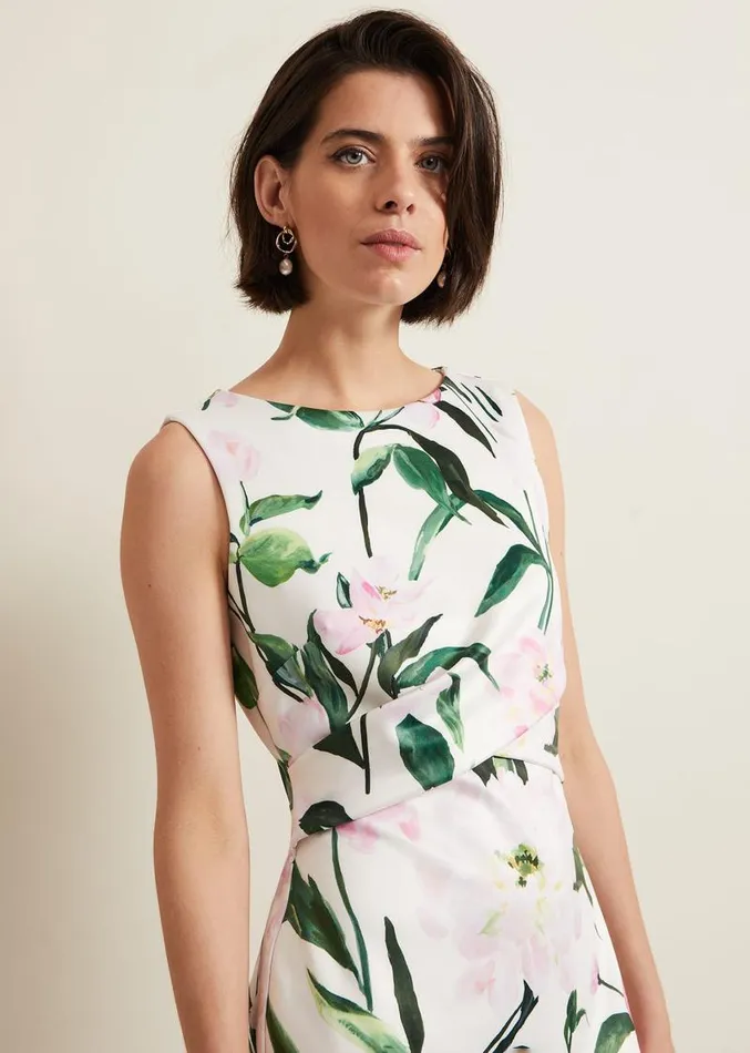 Elsa Floral Scuba Midi Dress Multicoloured Women Phase Eight Dresses