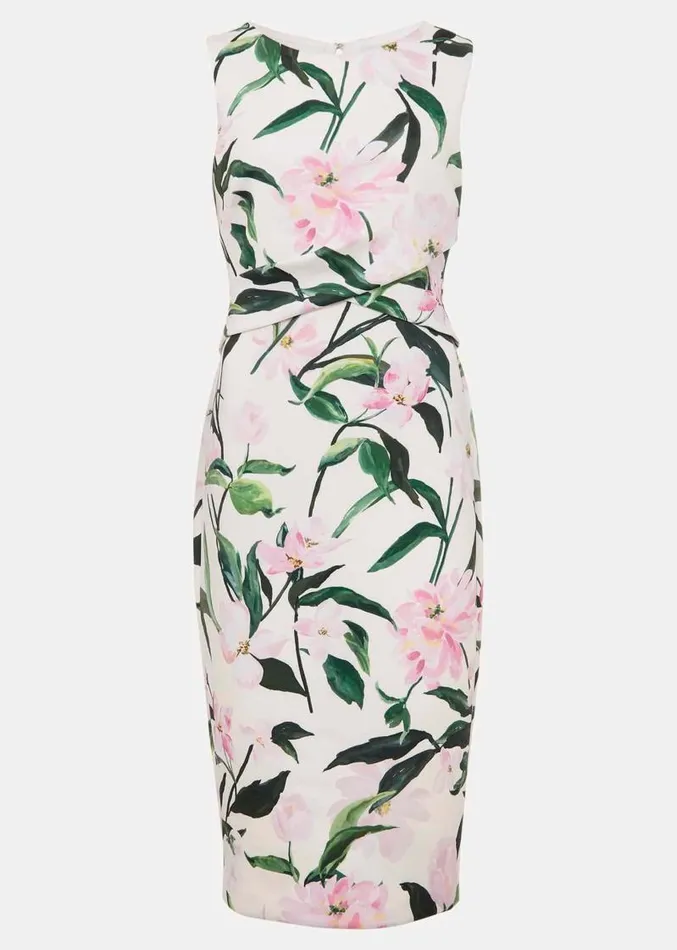 Elsa Floral Scuba Midi Dress Multicoloured Women Phase Eight Dresses