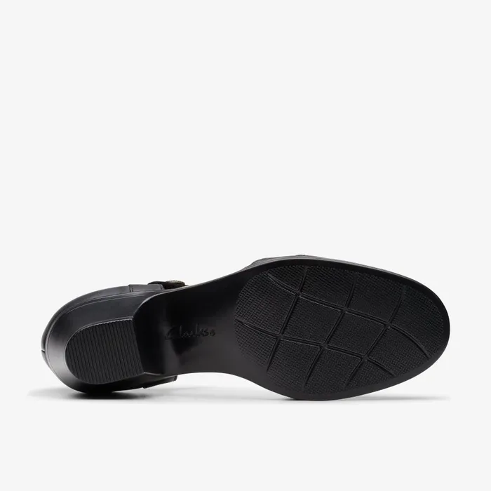 Emily 2 Ketra Black Leather Women Clarks Heels and Pumps