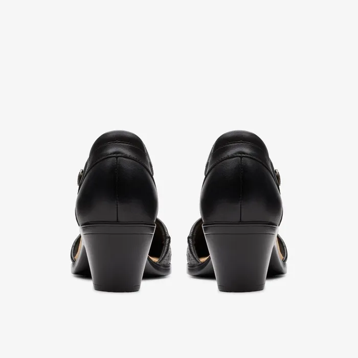 Emily 2 Ketra Black Leather Women Clarks Heels and Pumps