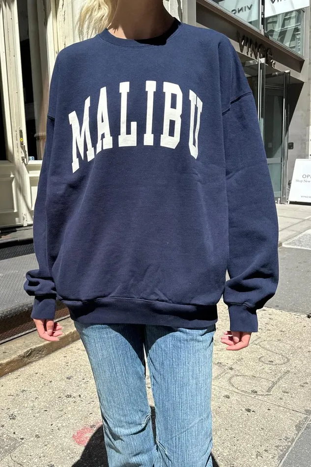 Erica Malibu Sweatshirt Classic Navy Women Brandy Melville Sweatpants and Sweatshirts