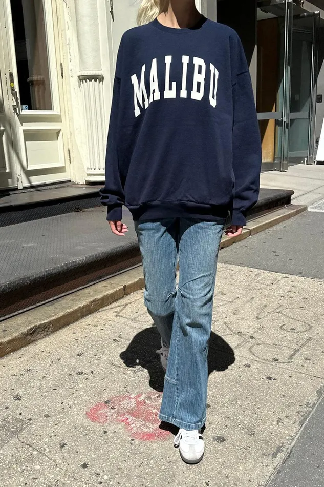Erica Malibu Sweatshirt Classic Navy Women Brandy Melville Sweatpants and Sweatshirts
