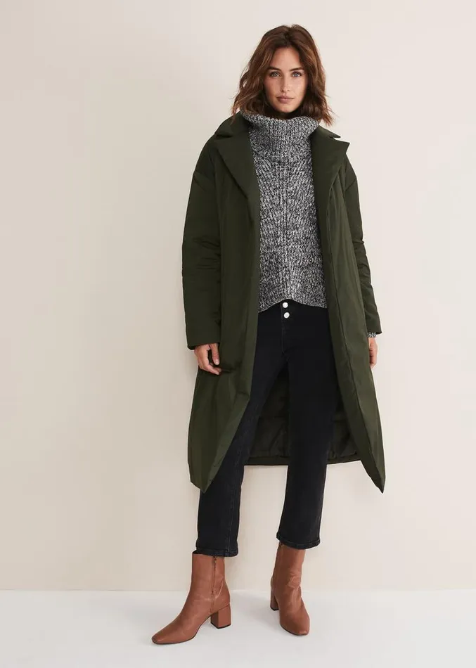 Erin Long Puffer Coat Bottle Green Women Phase Eight Coats