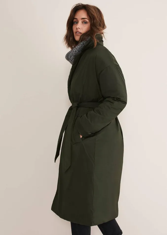 Erin Long Puffer Coat Bottle Green Women Phase Eight Coats