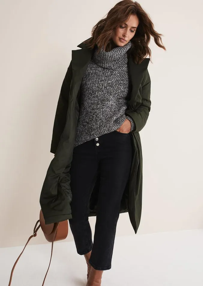 Erin Long Puffer Coat Bottle Green Women Phase Eight Coats