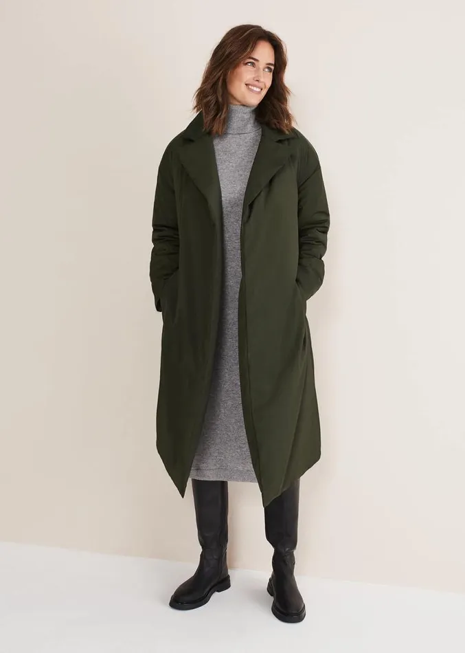 Erin Long Puffer Coat Bottle Green Women Phase Eight Coats