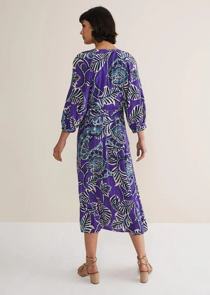 Erin Paisley Midi Dress Purple Women Phase Eight Dresses