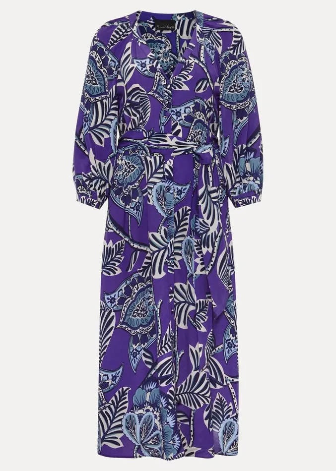 Erin Paisley Midi Dress Purple Women Phase Eight Dresses