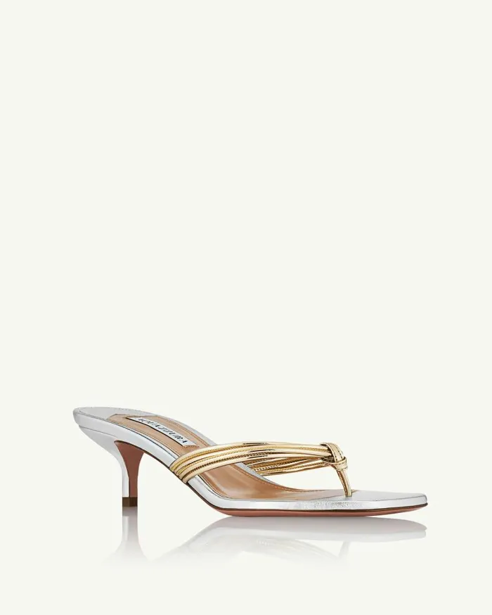 Essential Sandal 50 Silver Women Aquazzura Sandals