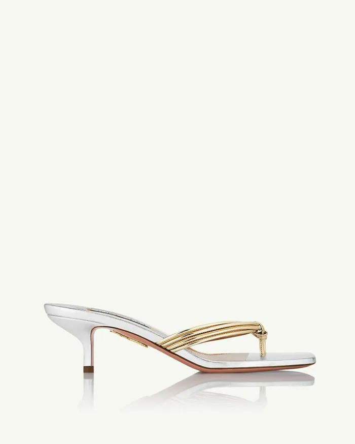 Essential Sandal 50 Silver Women Aquazzura Sandals Essential Sandal 50 Silver Women Aquazzura Sandals