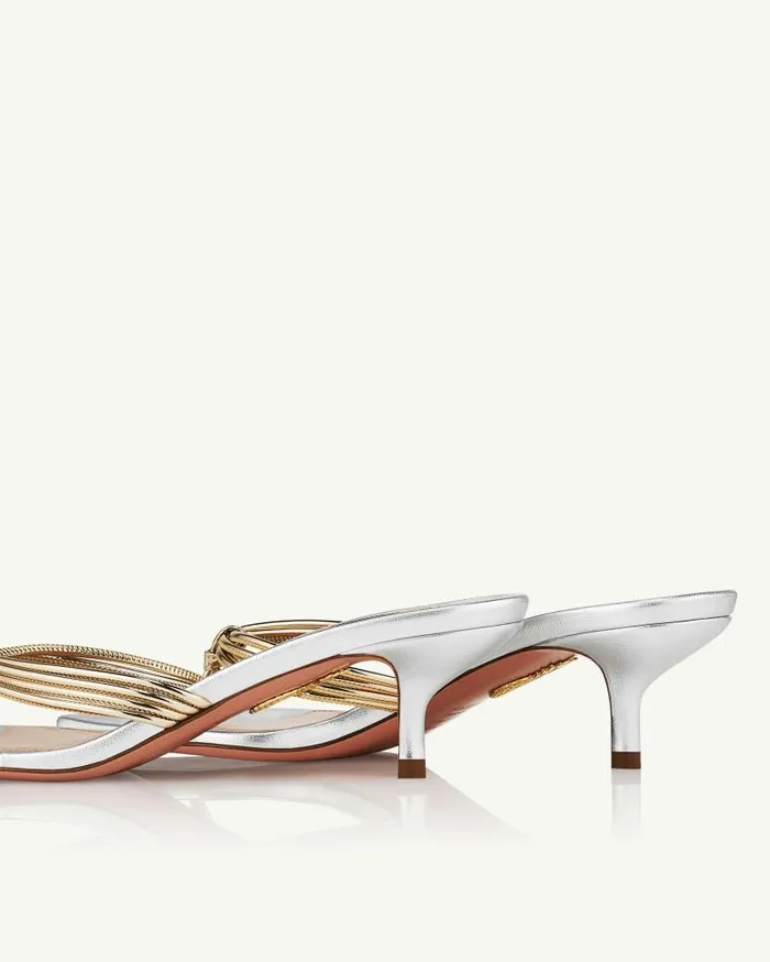 Essential Sandal 50 Silver Women Aquazzura Sandals Essential Sandal 50 Silver Women Aquazzura Sandals