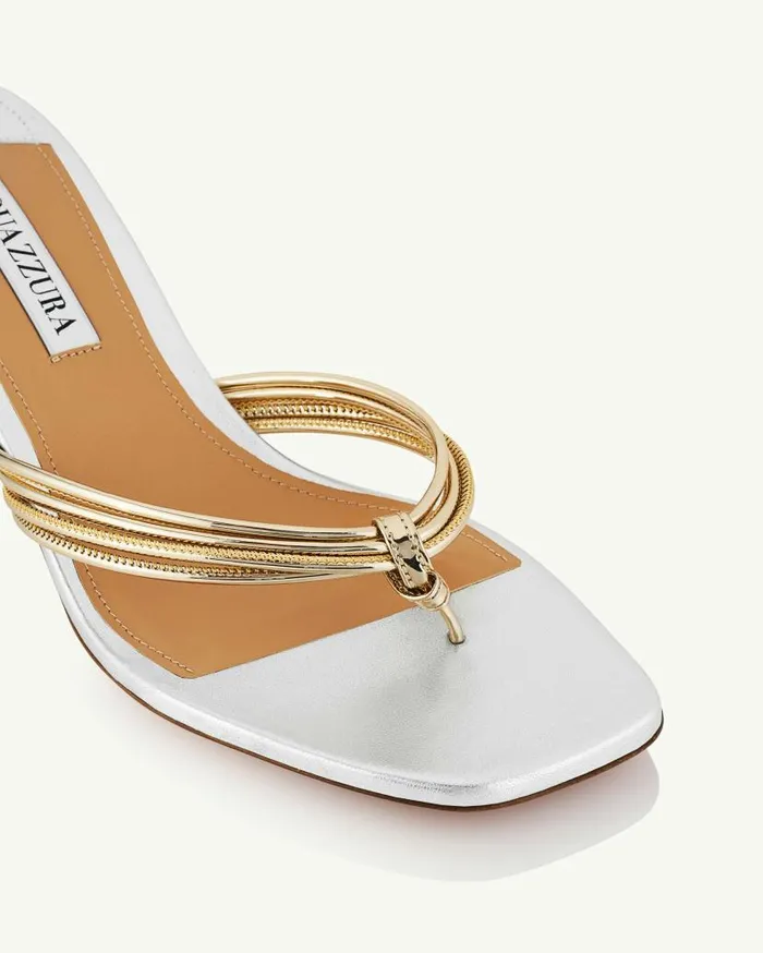 Essential Sandal 50 Silver Women Aquazzura Sandals Essential Sandal 50 Silver Women Aquazzura Sandals