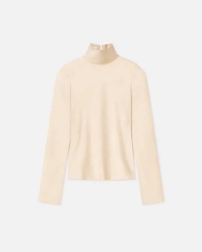 Eva Slip Satin Turtleneck Top Creme Women Nanushka Tops
