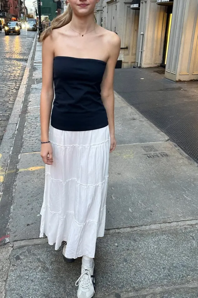 Evelyn Top Navy Blue Women Brandy Melville Tops