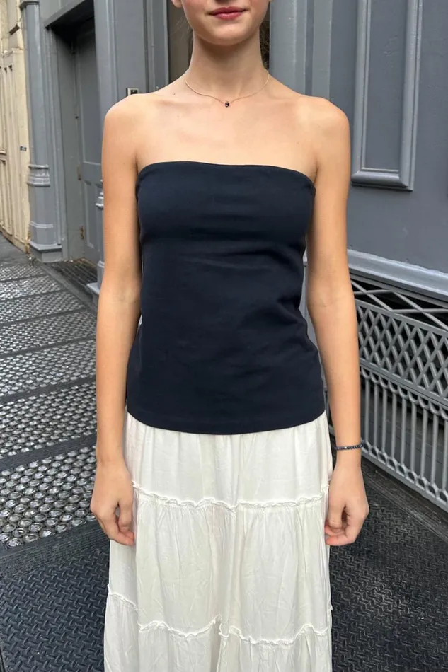 Evelyn Top Navy Blue Women Brandy Melville Tops