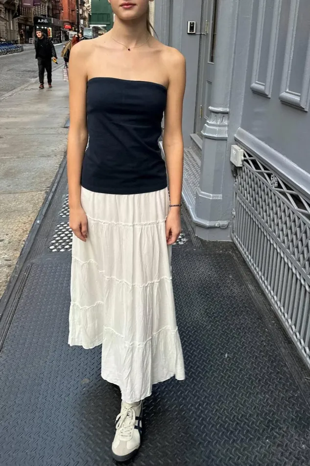 Evelyn Top Navy Blue Women Brandy Melville Tops
