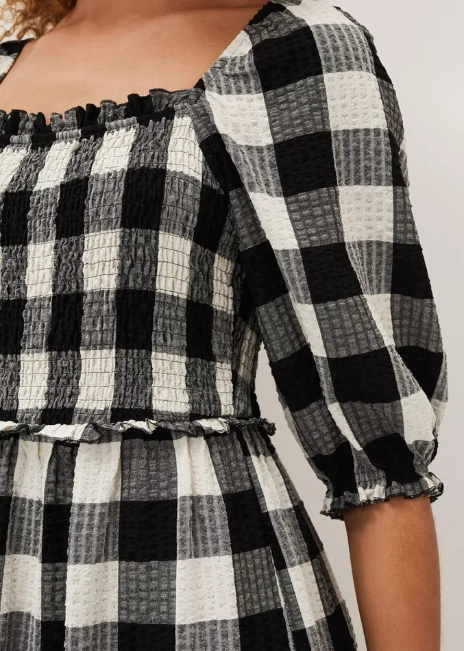 Evlin Gingham Square Neck Dress Navyivory Women Phase Eight Dresses